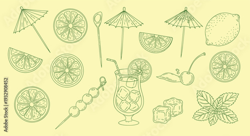 Refreshing Summer Cocktail Ingredients and Garnishes for a Tropical Beverage Experience