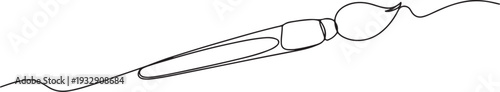 paint brush continuous one line drawing, Paintbrush continuous line art paintbrush, brush, painting, art tool, artist, creative, design, craft, hobby, artwork, bristle, handle, continuous line, 