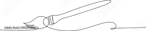 paint brush continuous one line drawing, Paintbrush continuous line art paintbrush, brush, painting, art tool, artist, creative, design, craft, hobby, artwork, bristle, handle, continuous line, 