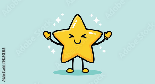 Cute Happy Star Cartoon Character Illustration.