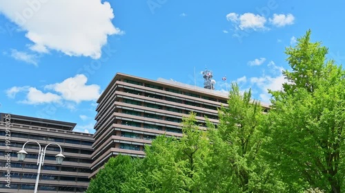 Wallpaper Mural  近代建築と鮮やかな新緑、はためく国旗
熊本市水前寺(熊本県庁)
Modern architecture, vibrant greenery, and fluttering national flags
Suizenji, Kumamoto City (Kumamoto Prefectural Office) Torontodigital.ca