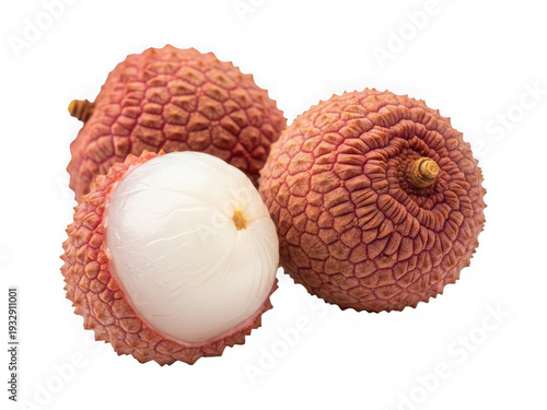 Wallpaper Mural Fresh lychee fruits isolated on transparent background with one peeled Torontodigital.ca
