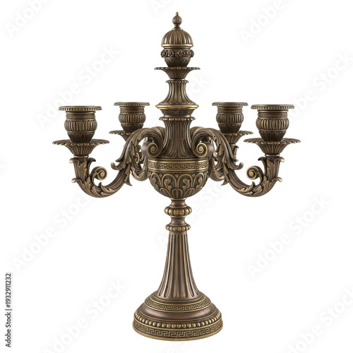 Wallpaper Mural Ornate antique bronze candelabra with three candle holders isolated on transparent background Torontodigital.ca