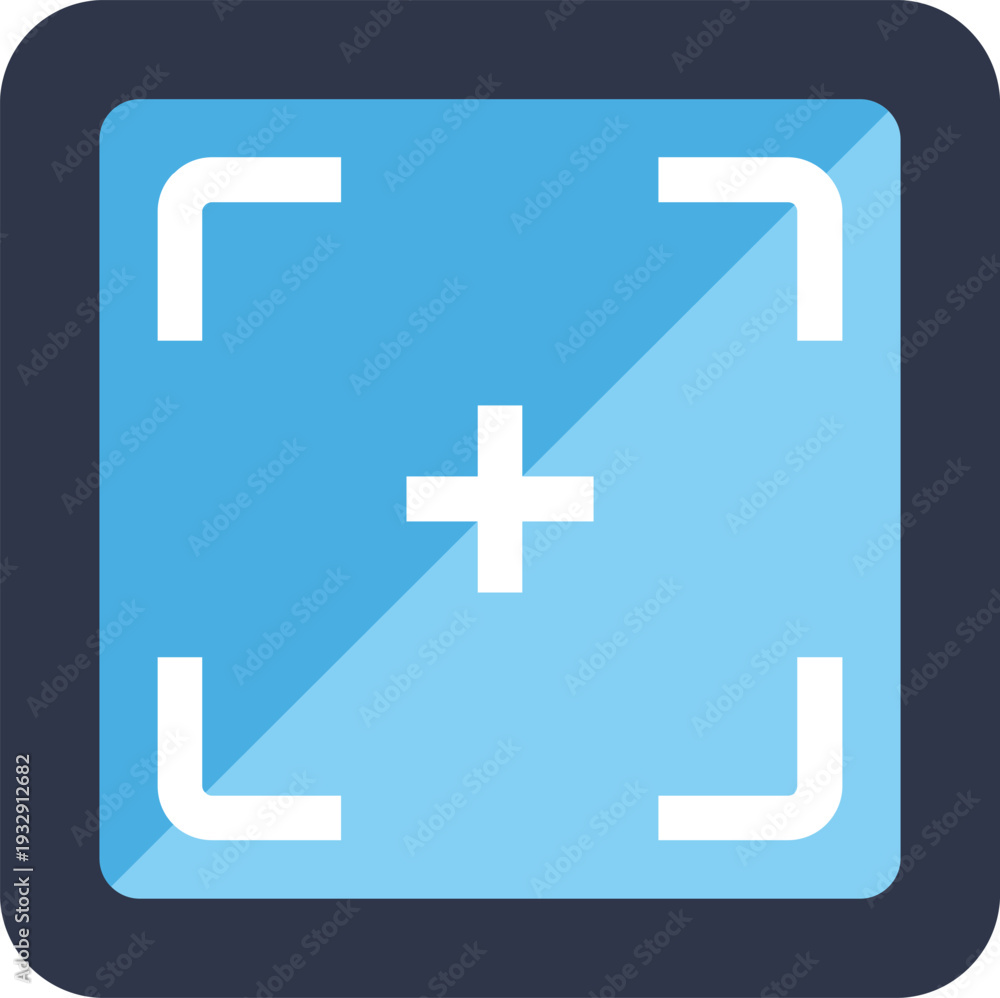 Fototapeta premium Camera viewfinder icon showing a central crosshair and corner brackets for focusing