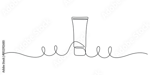 Minimalist continuous line drawing of a cosmetics tube isolate vector design