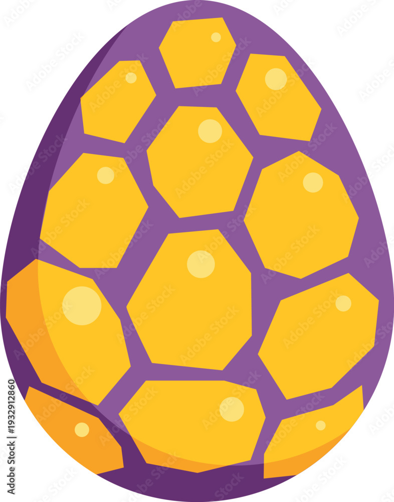 Fototapeta premium Purple and gold patterned dragon egg isolated against a white background
