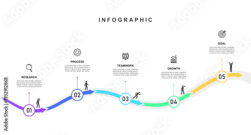 Business road map timeline infographic concept. with icons and 5 steps, workflow layout, diagram, report, web design. Business Milestone. Vector illustration.