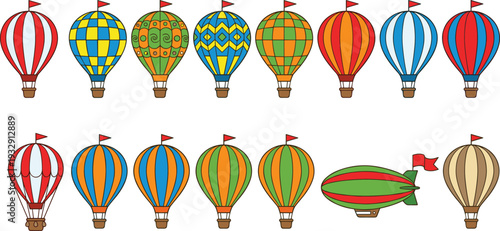 Collection of futuristic sci-fi danger warning screens, hazard symbols, biohazard icons, radiation alerts, and lethal threat interface, flat vector illustration.