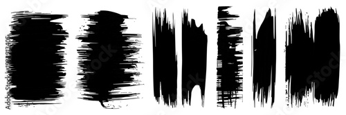 Set of grunge rolled ink stamp textures handmade with brayer. Letterpress vintage rough irregular rectangle vertical backgrounds Linocut relief printing shapes vector illustration