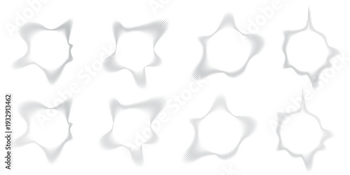 Abstract Circular Sound Wave with Colorful Gradient black and white square and round Dotted Radial Spectrum, Modern Audio Equalizer Ring Design. Vector, Illustrator.