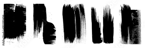 Set of grunge rolled ink stamp textures handmade with brayer. Letterpress vintage rough irregular rectangle vertical backgrounds Linocut relief printing shapes vector illustration