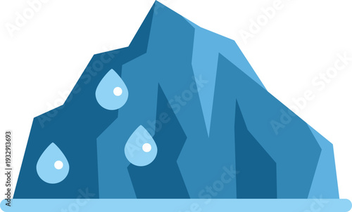 Iceberg melting into water drops representing global warming