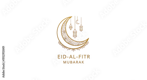 Traditional crescent moon logo with arabic calligraphy for qurbani or eid al-adha celebration isolated on transparent background