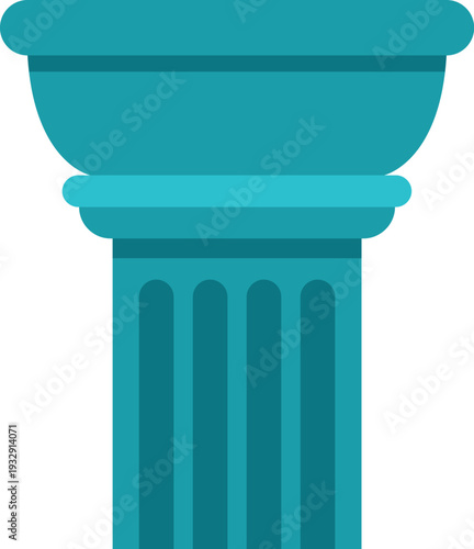 Teal architectural column capital with fluted shaft detail on white background
