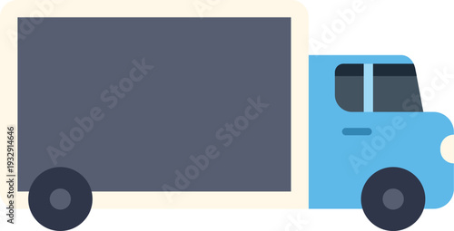 Blue delivery truck symbol representing an online shopping shipment service