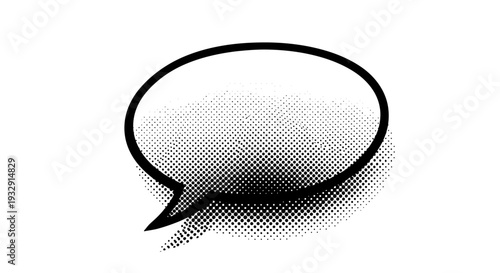 Comic speech bubble with halftone dot effect in pop art style.