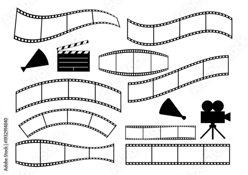 映画フィルム風コマ素材セットのイラスト｜Movie Film Frame Set Illustration