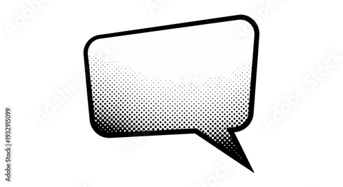 Blank comic speech bubble with halftone dots in retro pop art style.