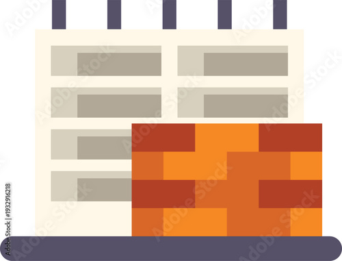 Building structure with an unfinished brick wall, concept of construction work