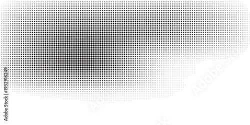 Set of halftone dots gradient pattern texture isolated on white background. Straight dotted spots using halftone circle dot raster texture. Vector blot half tone collection.