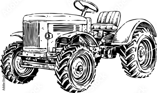 Vintage-style tractor illustration, perfect for your design needs, logos, and T-shirt designs.