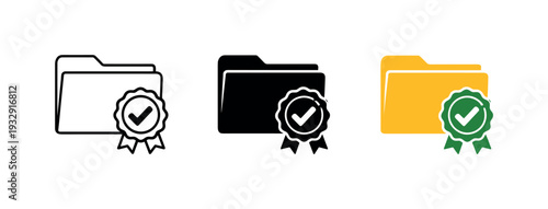 Operational adjudication concept showing a document folder with a check seal representing structured claims processing and