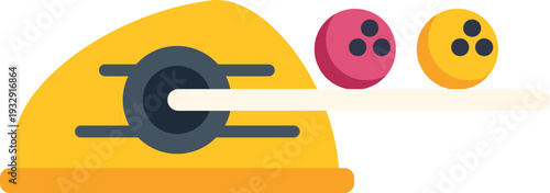 Bowling balls moving from the ball return system on a white background