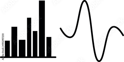 Graphical representation combining bar chart and waveform data visualization
