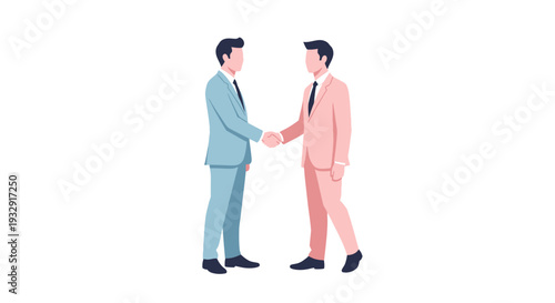 Two businessmen shaking hands in a professional illustration of agreement and partnership