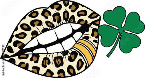 female lips with dripping red lip gloss and white teeth on an isolated background. Close up of glossy red lips with a drop of red liquid dripping from the lower lip against a white background.