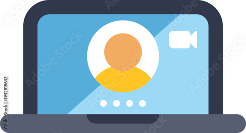 Laptop displaying an online meeting or video conference user profile screen