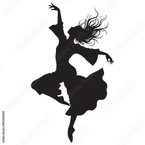 Bild auf Leinwand Black silhouette vector illustration of a graceful ballet dancer woman posing in