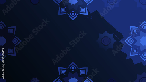 Dark sci fi background with electric blue geometric shapes and patterns