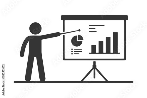 プレゼンする人物のシルエットアイコン