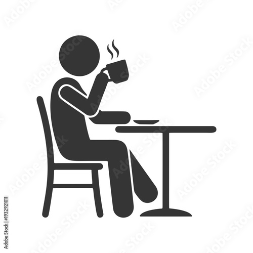 コーヒーを飲む人物のシルエットアイコン