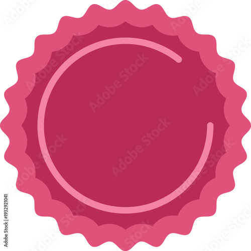 Pink round banner featuring a wavy border, great for promotion or certification