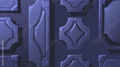 Futuristic blue crystal clear glass shapes and curved designs on a dark background with intricate