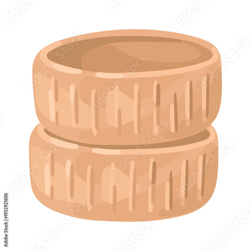 Clay Handmade plates. Pottery item. Vector illustration.