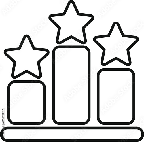 Podium displaying stars, indicating top ranking, award, rating, and best quality