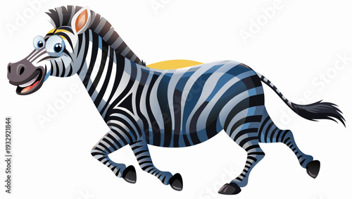 Cartoon zebra running joyfully with exaggerated motion