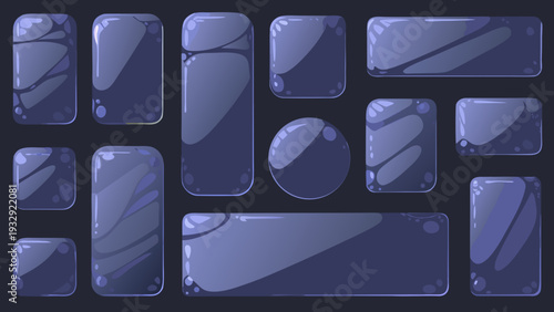 Futuristic ui elements with translucent glass effect on dark background