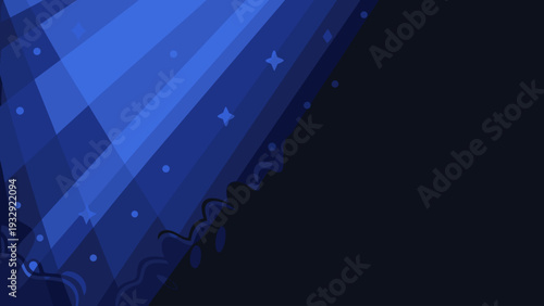 Neon blue glow emerging from deep black void with abstract starry background