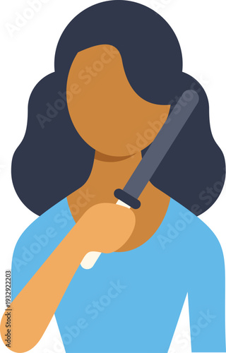 Woman holding a hair styling tool for beauty, fashion and hair care