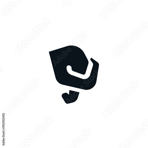 simple abstract silhouette of an elephant head with trunk and tusks logo vector