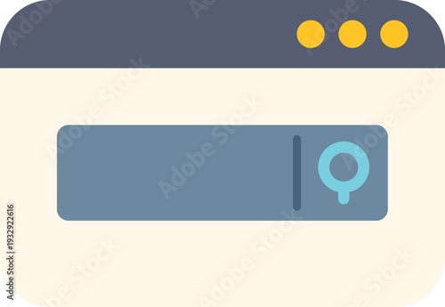 Web browser window with a search input field and magnifying glass icon