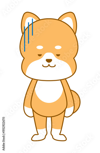 柴犬　デフォルメイラスト　落ち込み