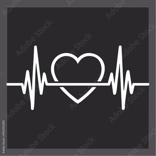 White heart symbol on ecg line heartbeat