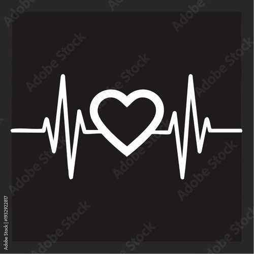 Heart rate monitor symbol with heartbeat line cardiogram
