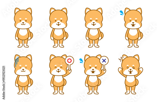 柴犬　デフォルメイラスト　セット