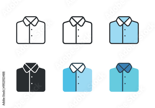 Menswear wardrobe symbol portraying a simple collared shirt designed to represent casual and formal apparel options, duplicated